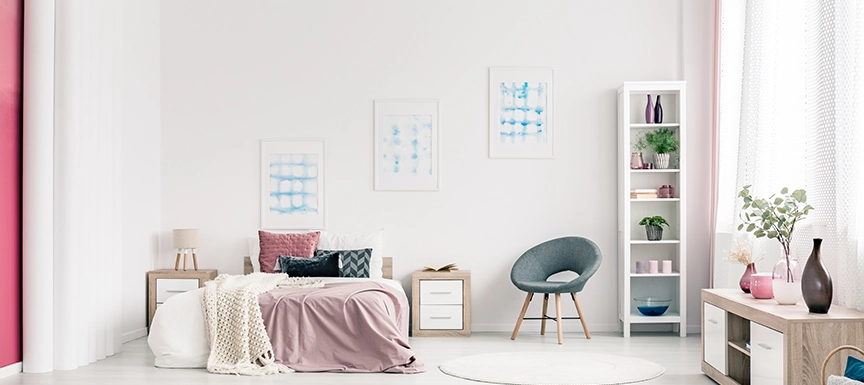 Beige and Pink Bedroom Wall Colour Combination