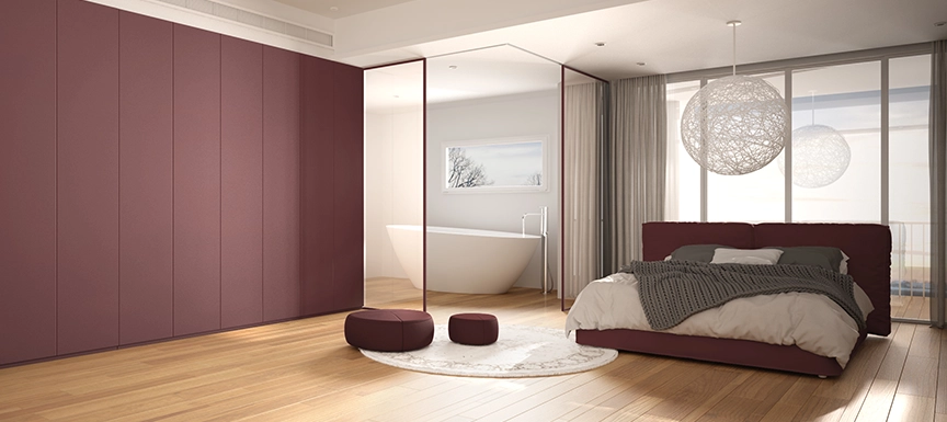 Burgundy and Beige Bedroom Wall Colour Combination