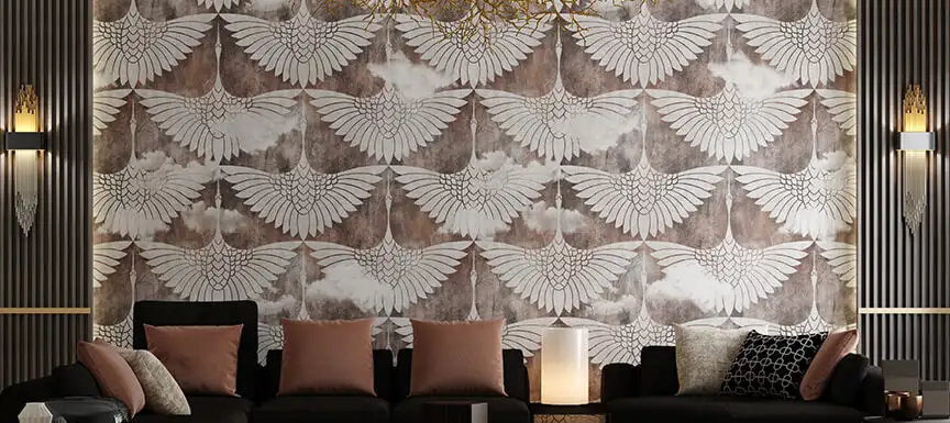 Rustic motifs in golden accent Wall Painting Ideas